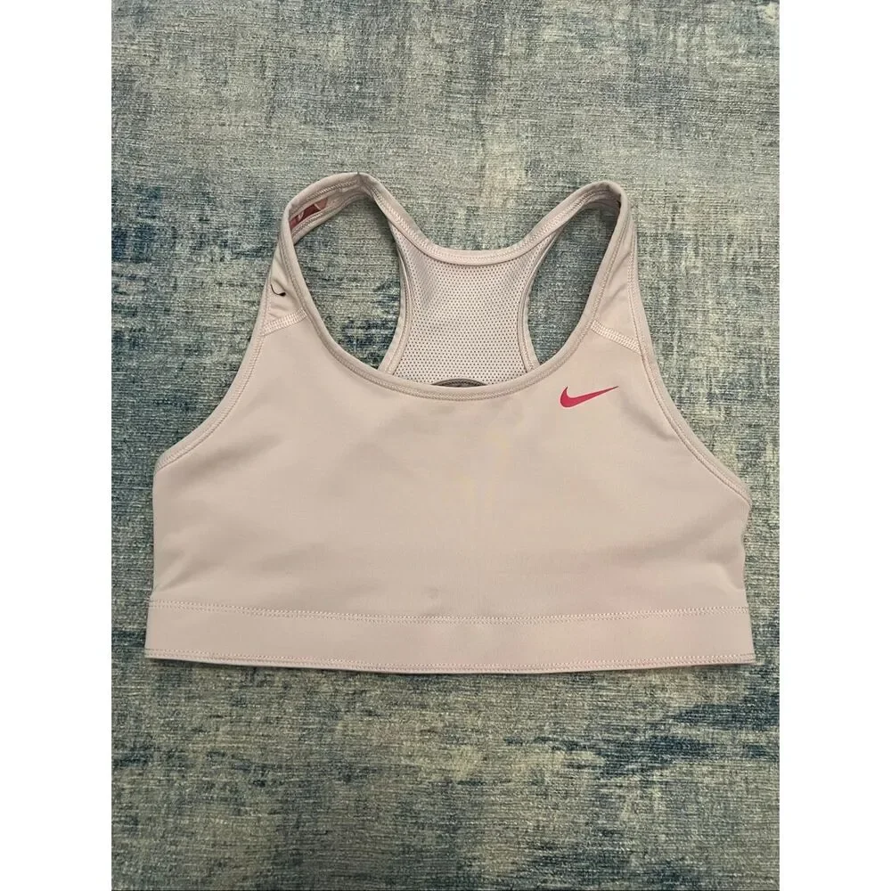 Nike Girls Reversible Tropical Leaf Print Pale Baby Pink Sports Bra Large